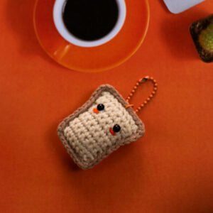 Crochet keychain roti tawar by Happy Knit